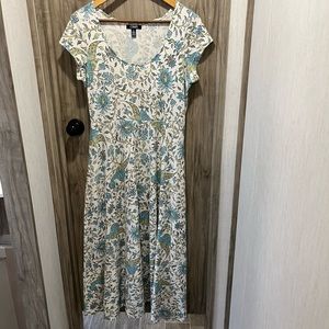 Chaps Midi Dress Summer/Spring Cotton Floral Dress.